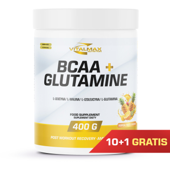 PAKIET Vitalmax BCAA + Glutamine Owoce Tropikalne | 400g 10+1