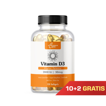 PAKIET Vitalmax Care Vitamin D3 2000IU | 120 softgels 10+2