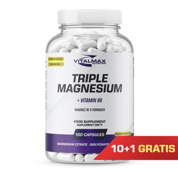 PAKIET Vitalmax Triple Magnesium + Vitamin B6 100 kapsułek 10+1