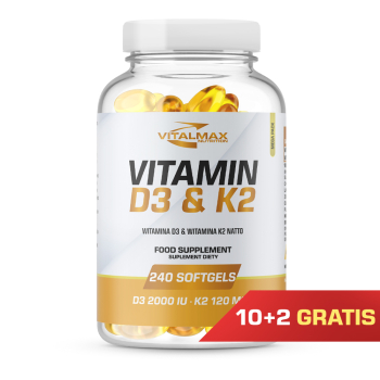 PAKIET Vitalmax Vitamin D3 & K2 MK-7 | 240 softgels 10+2