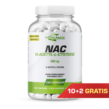 PAKIET Vitalmax NAC N-Acetyl-L-Cysteine 600mg | 120 kapsułek 10+2